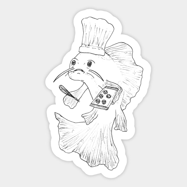 Chef Fish -- gifts for bakers, chef, making cookies T-Shirt Sticker by Inspirational Koi Fish